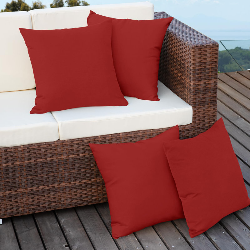 FAST APPLIANCES LLC 16X16 Inch Pack Of 4 Outdoor Waterproof Pillow Covers Only Patio Throw Pillowcase Red Wayfair